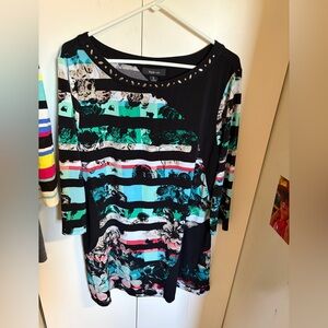 Style & Co. Multicolor Striped Floral Dress